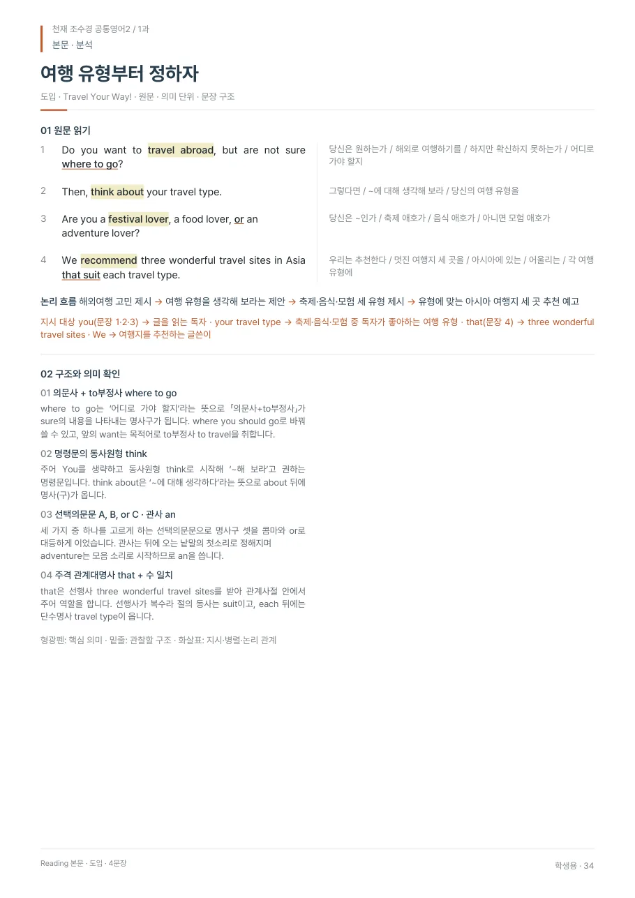 1과 학생용 · 본문 지면