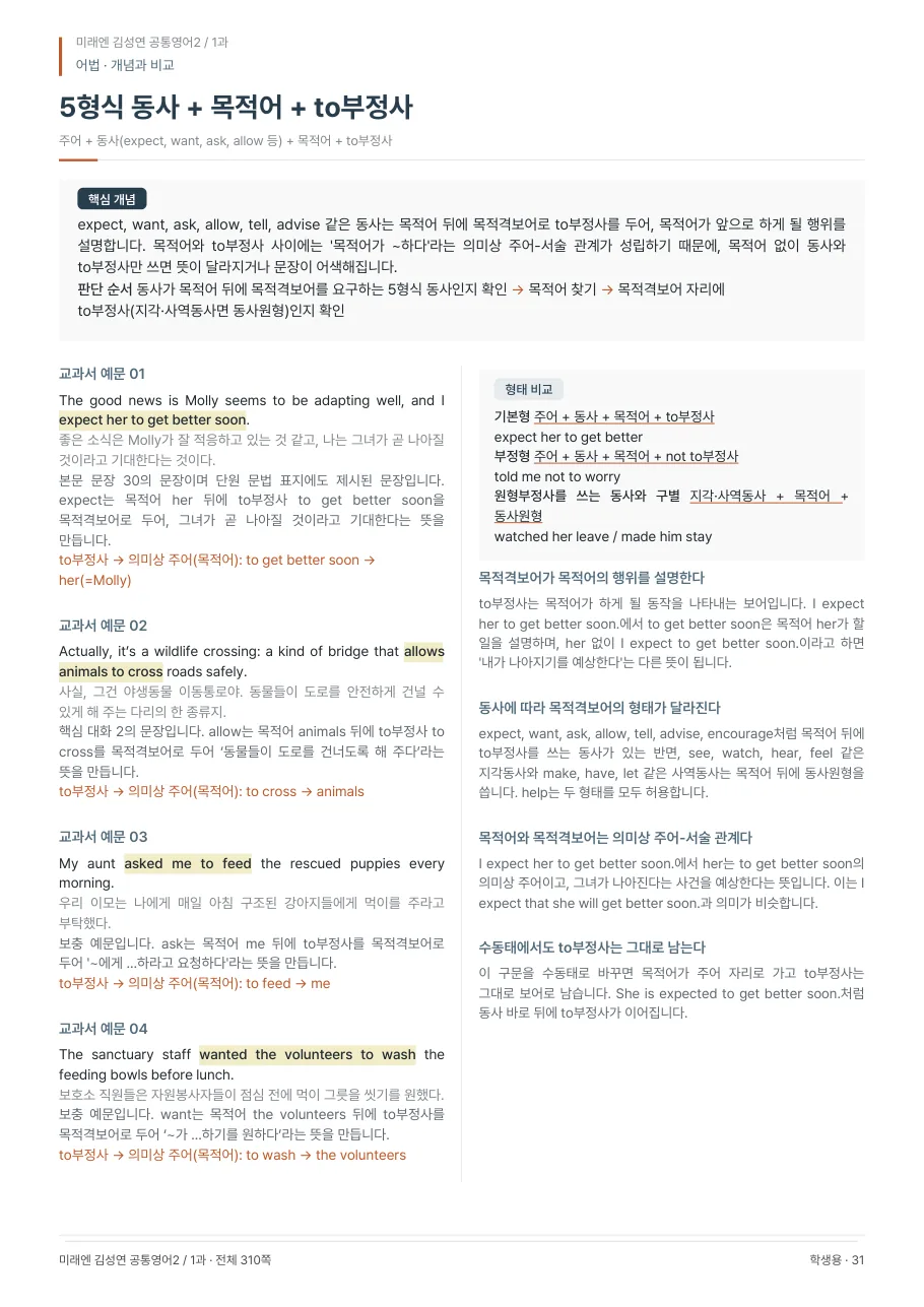 1과 학생용 · 어법 지면