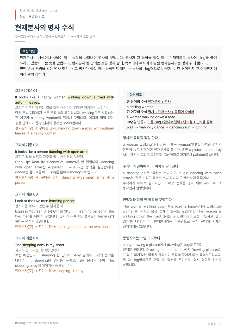7과 학생용 · 어법 지면