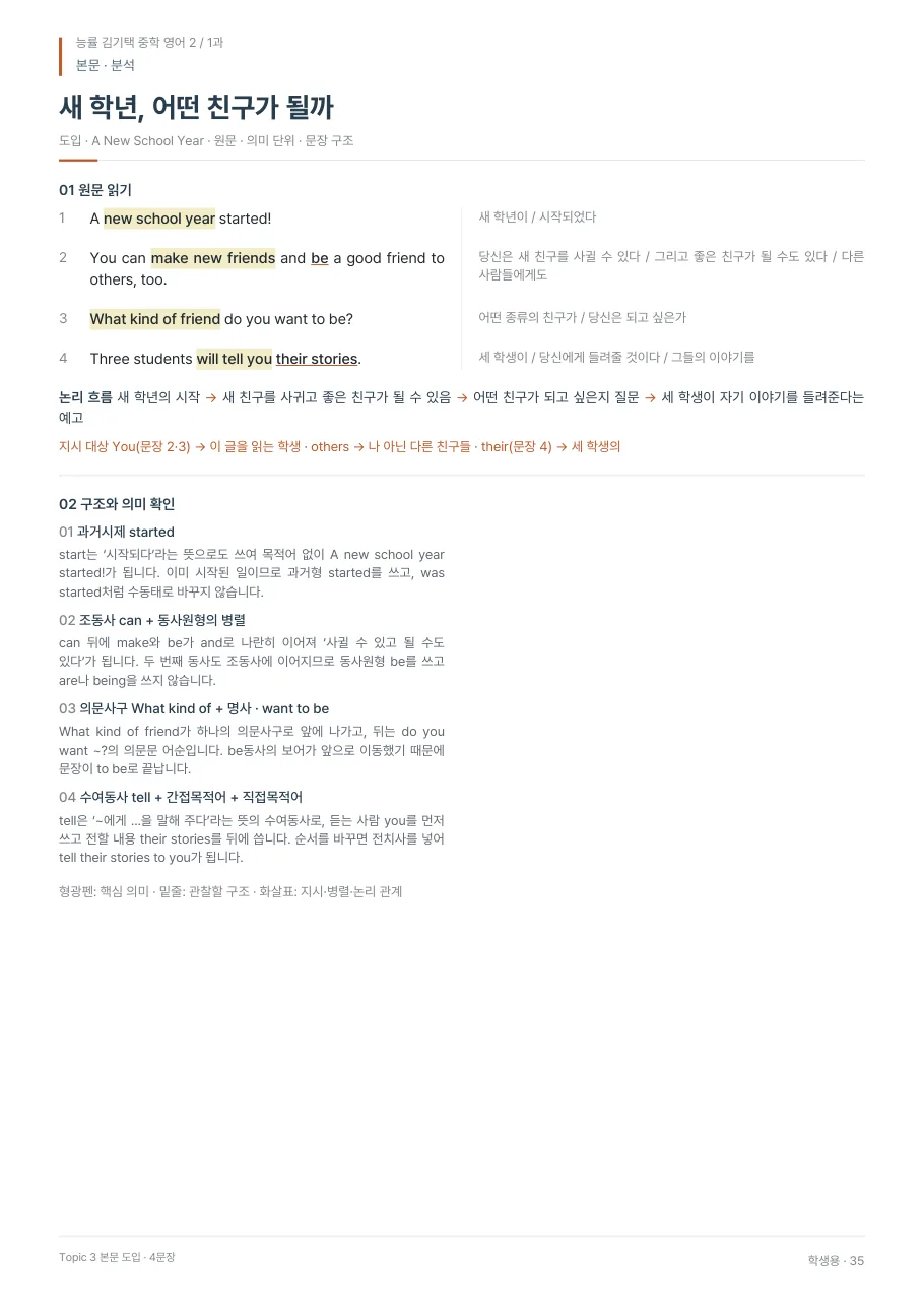 1과 학생용 · 본문 지면