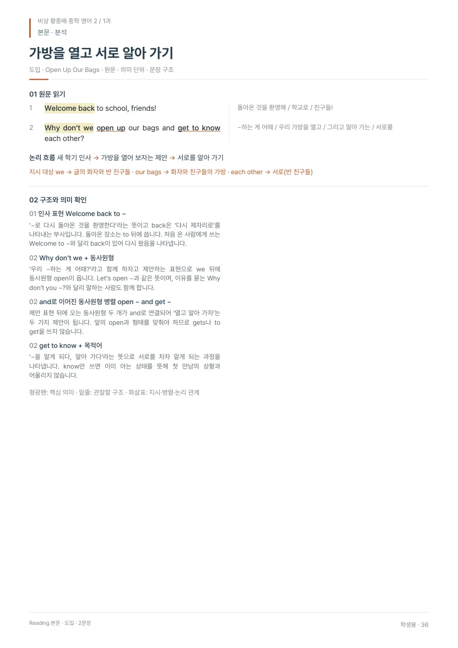 1과 학생용 · 본문 지면