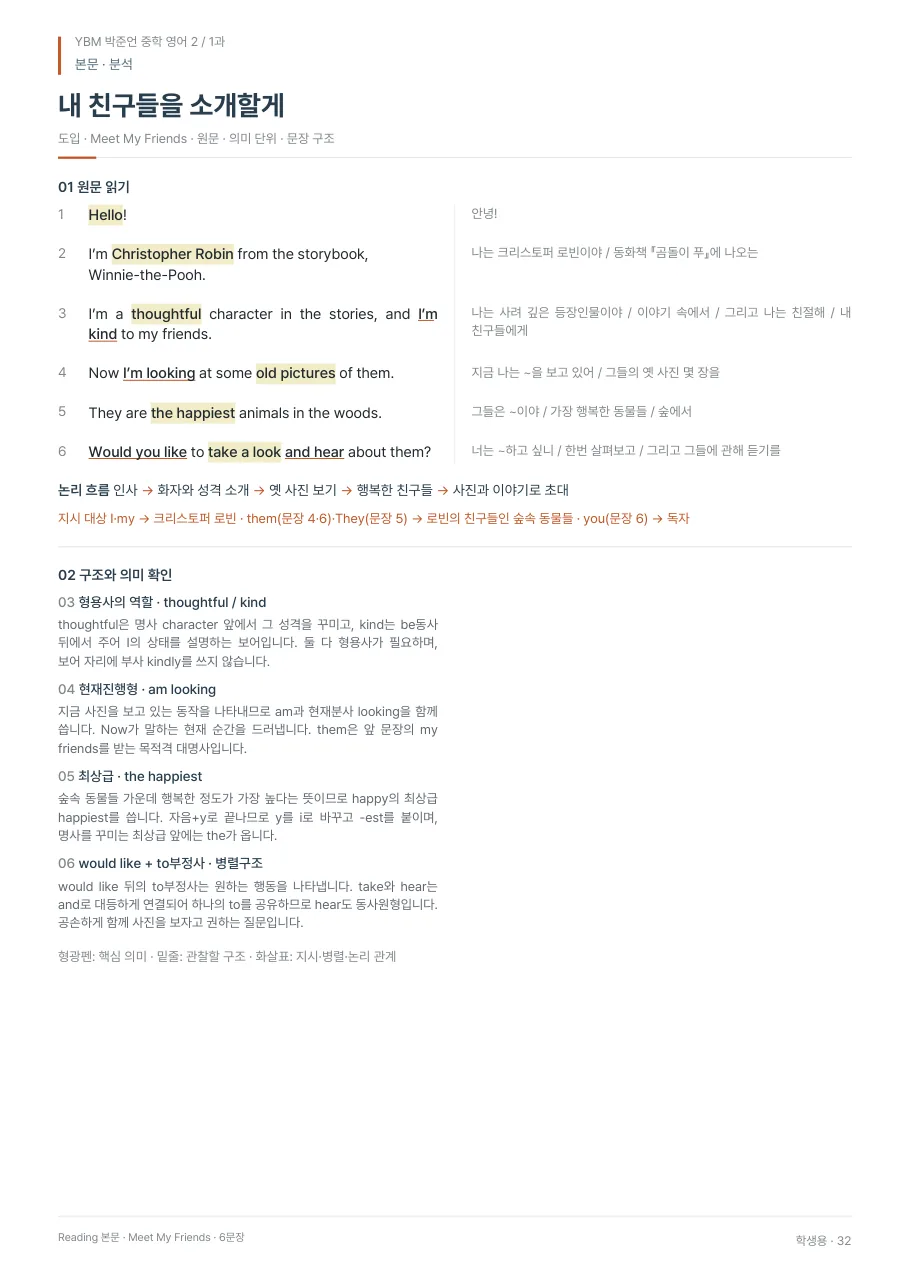 1과 학생용 · 본문 지면